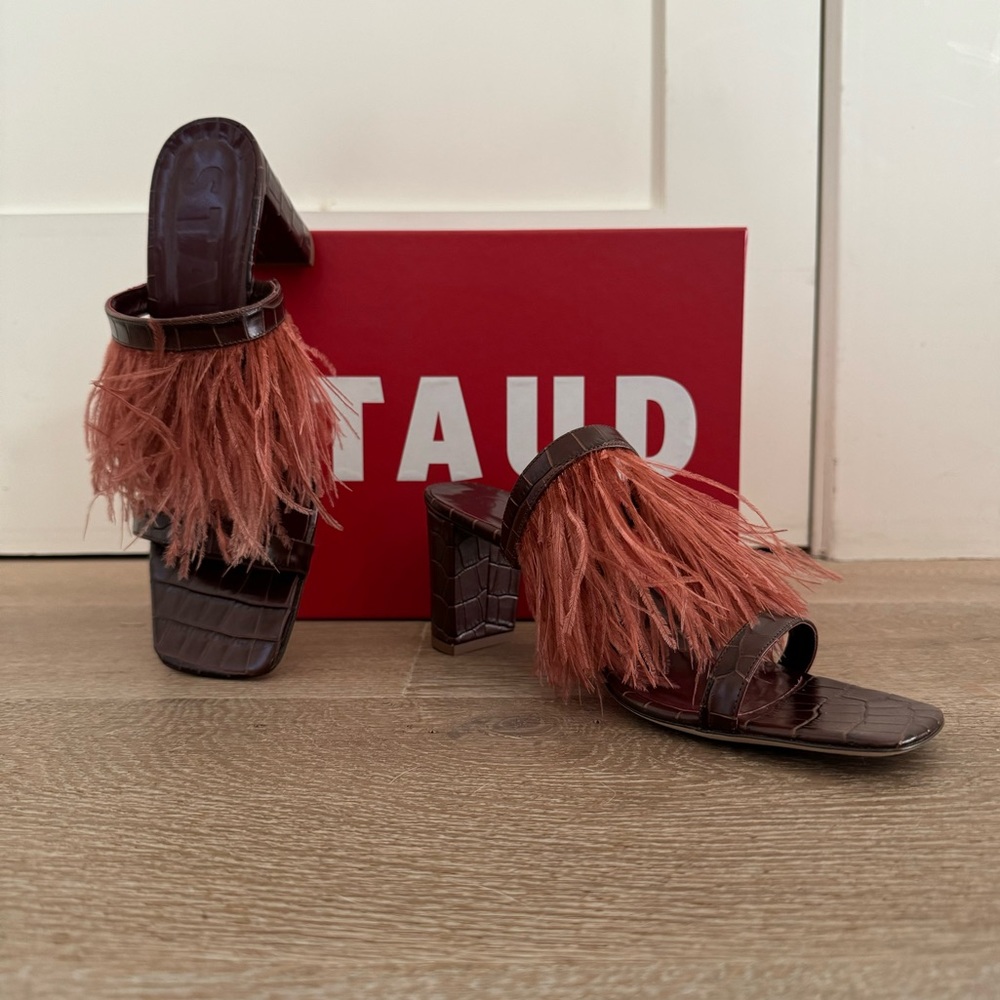 Staud feather sandal with block heel
